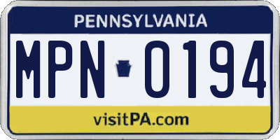 PA license plate MPN0194