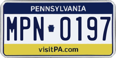 PA license plate MPN0197