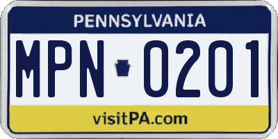 PA license plate MPN0201