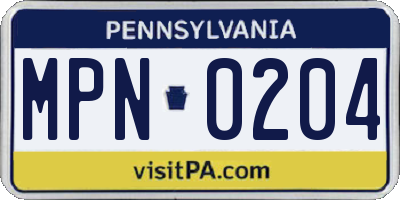PA license plate MPN0204