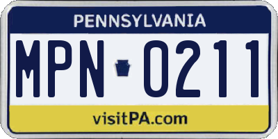 PA license plate MPN0211
