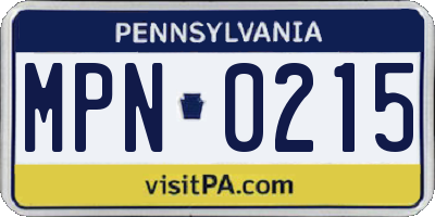 PA license plate MPN0215