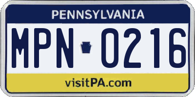 PA license plate MPN0216