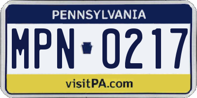 PA license plate MPN0217