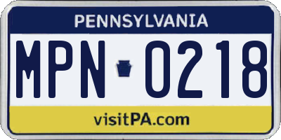 PA license plate MPN0218