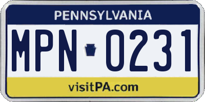 PA license plate MPN0231