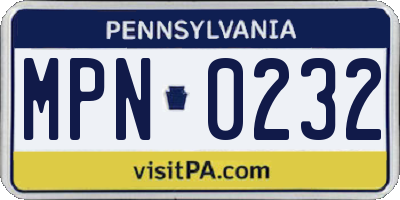 PA license plate MPN0232