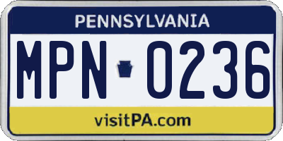 PA license plate MPN0236