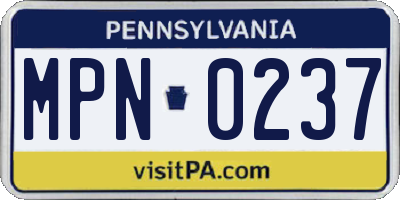 PA license plate MPN0237