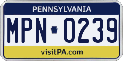 PA license plate MPN0239