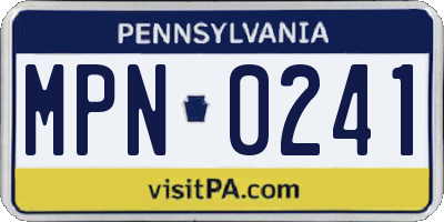 PA license plate MPN0241