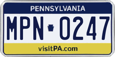 PA license plate MPN0247