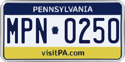 PA license plate MPN0250