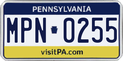 PA license plate MPN0255