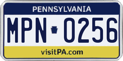 PA license plate MPN0256