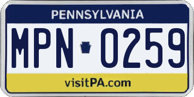 PA license plate MPN0259