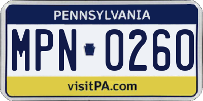 PA license plate MPN0260