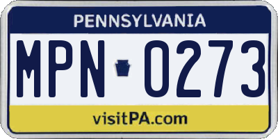 PA license plate MPN0273