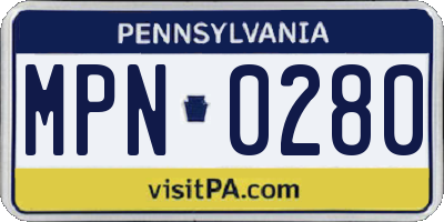 PA license plate MPN0280