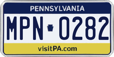 PA license plate MPN0282