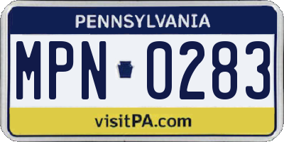 PA license plate MPN0283