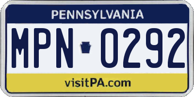 PA license plate MPN0292