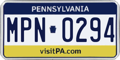 PA license plate MPN0294
