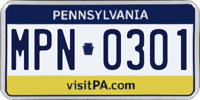 PA license plate MPN0301