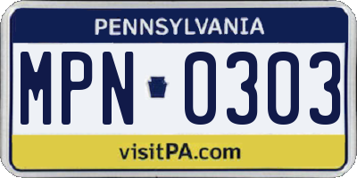 PA license plate MPN0303
