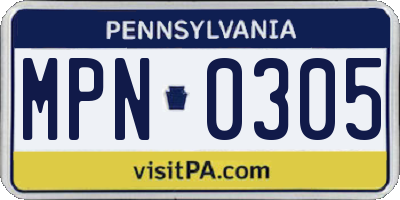PA license plate MPN0305