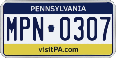 PA license plate MPN0307
