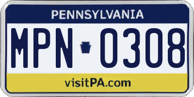 PA license plate MPN0308