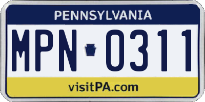 PA license plate MPN0311