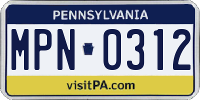 PA license plate MPN0312