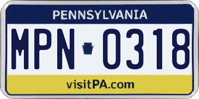 PA license plate MPN0318