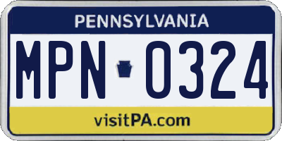 PA license plate MPN0324