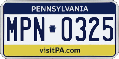 PA license plate MPN0325
