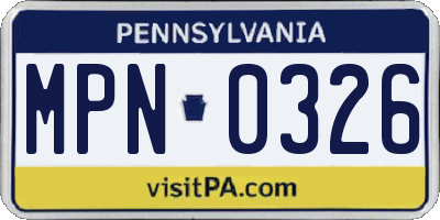 PA license plate MPN0326