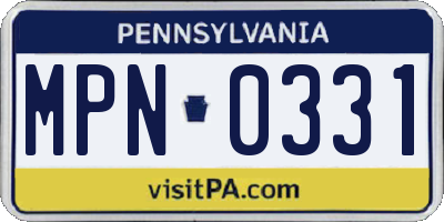 PA license plate MPN0331