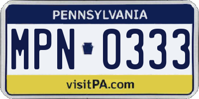 PA license plate MPN0333