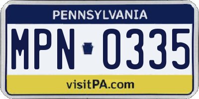 PA license plate MPN0335