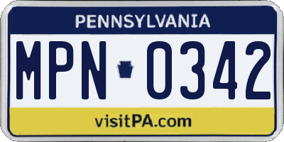 PA license plate MPN0342