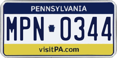 PA license plate MPN0344