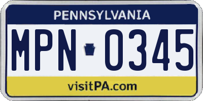 PA license plate MPN0345