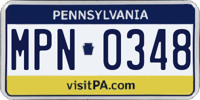PA license plate MPN0348
