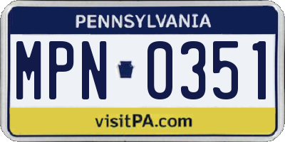 PA license plate MPN0351
