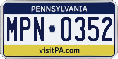 PA license plate MPN0352