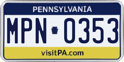 PA license plate MPN0353