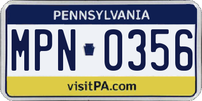 PA license plate MPN0356