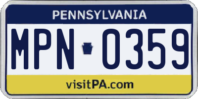 PA license plate MPN0359